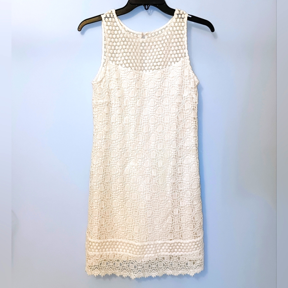 White Lace Coquette Girl Shift Dress Cotton Shell • Soft Girl Era Anthropologie